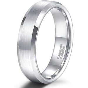 4mm 6mm 8mm Tungsten Rings for Men Matte Finish Silver